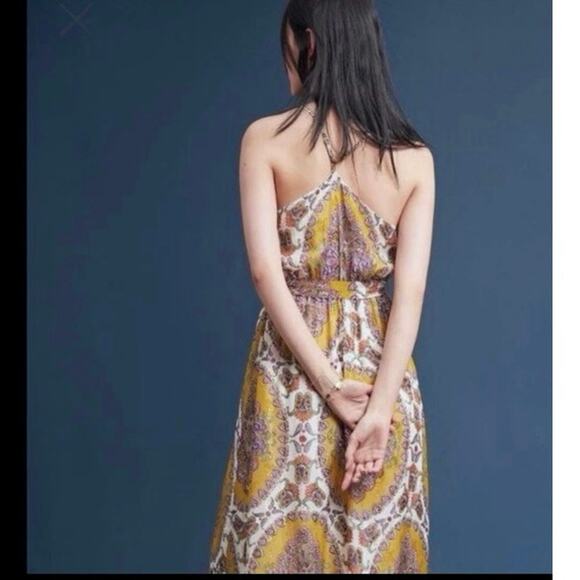 Anthropologie Akemi + Kin maxi dress Medium strappy gold blouson lightweight NWT - Picture 13 of 16